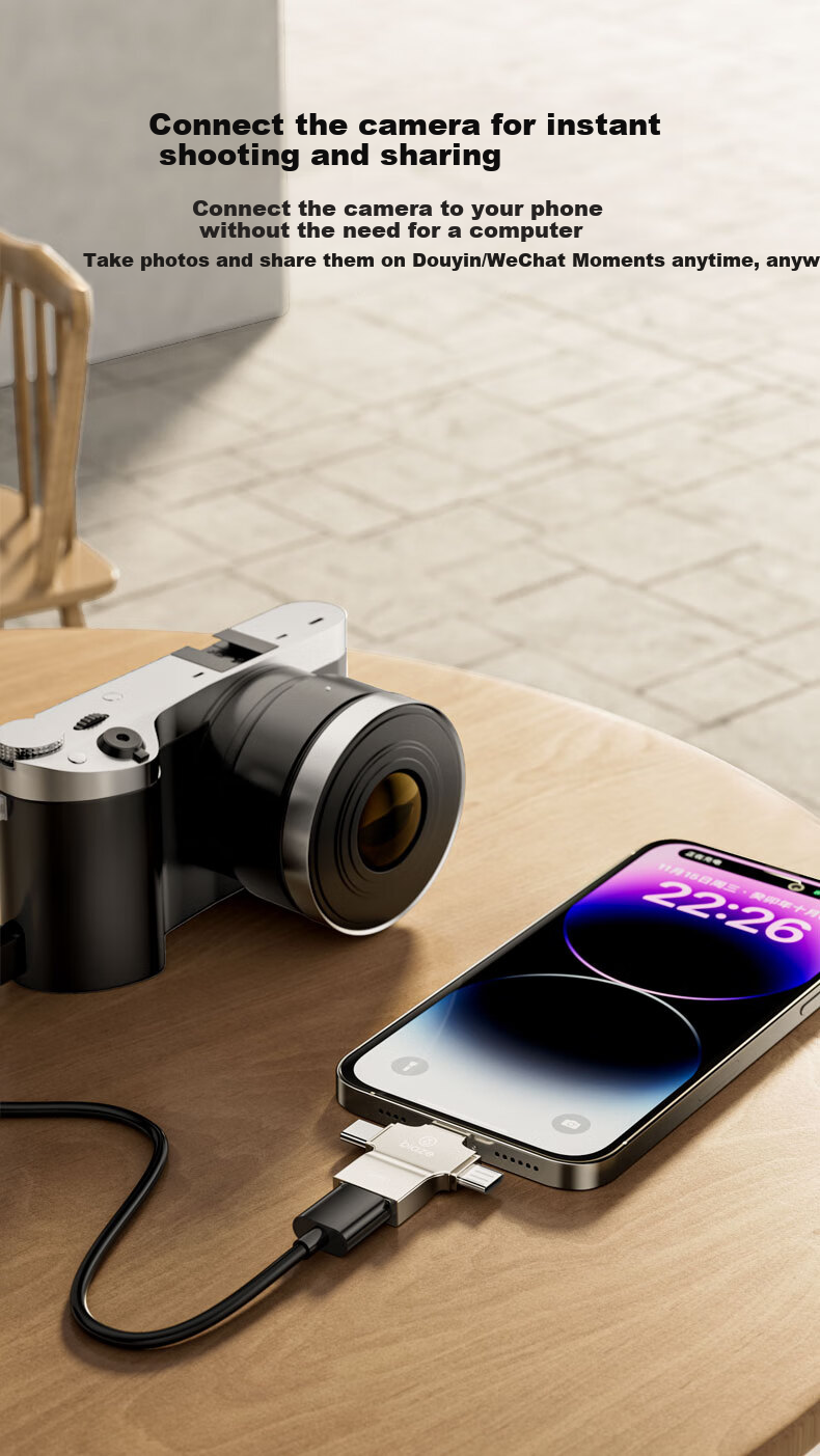 Переходник BIAZE OTG Три в одном Type-C, USB, Lightning, Android, черный