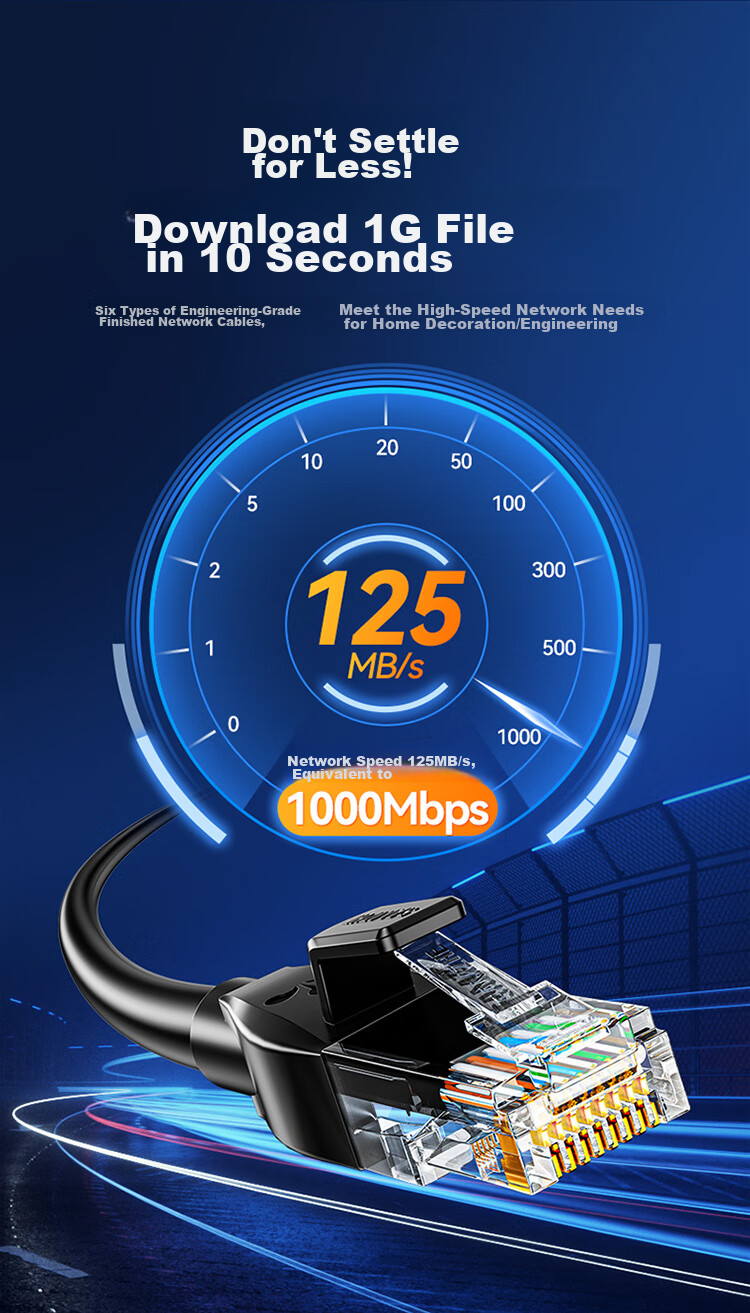 Сетевой кабель SAMZHE Cat6 Gigabit, медный, для компьютерных и домашних сетей, 10 метров, черный