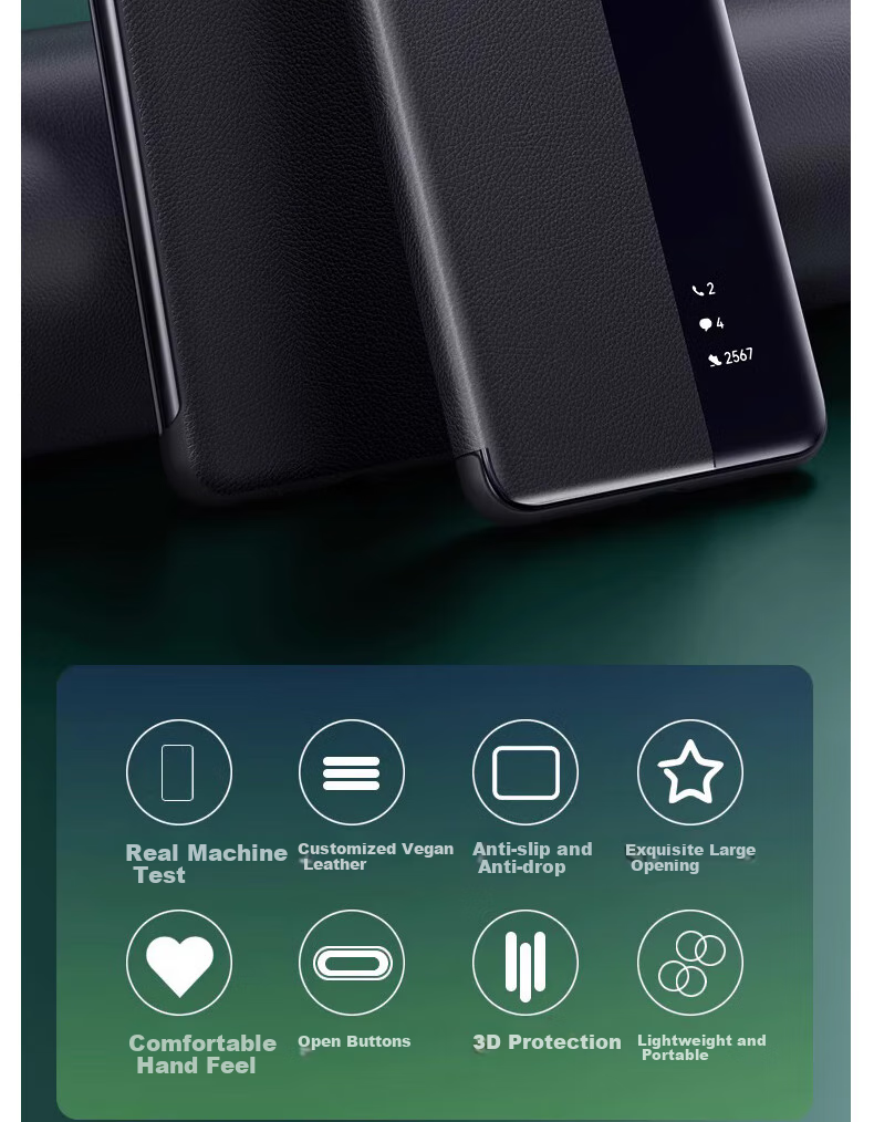 Чехол-книжка ZhengJian для Huawei Mate 70, натуральная кожа, черный, с окном для просмотра, защита от падений, бизнес-стиль