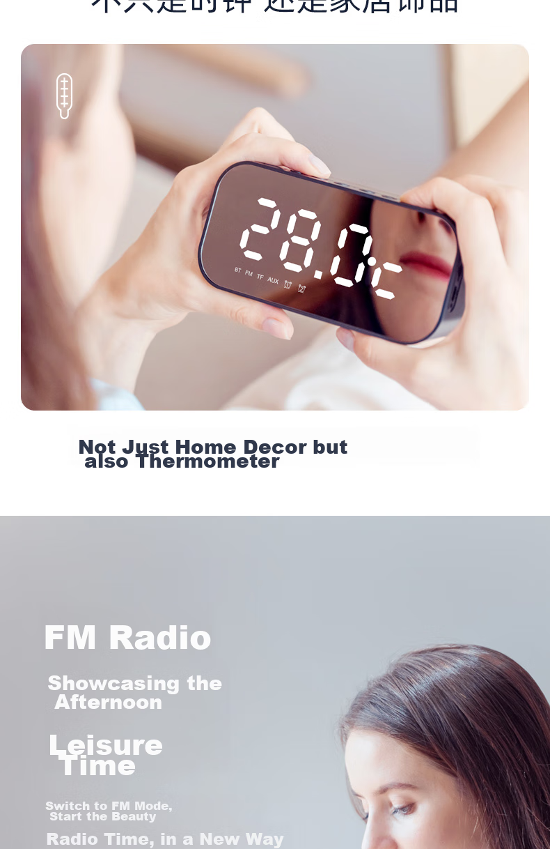 Портативная Bluetooth-колонка Havit M3 с функцией умных часов и будильника, зеркальным экраном, мини-сабвуфером, беспроводная, цвет белый