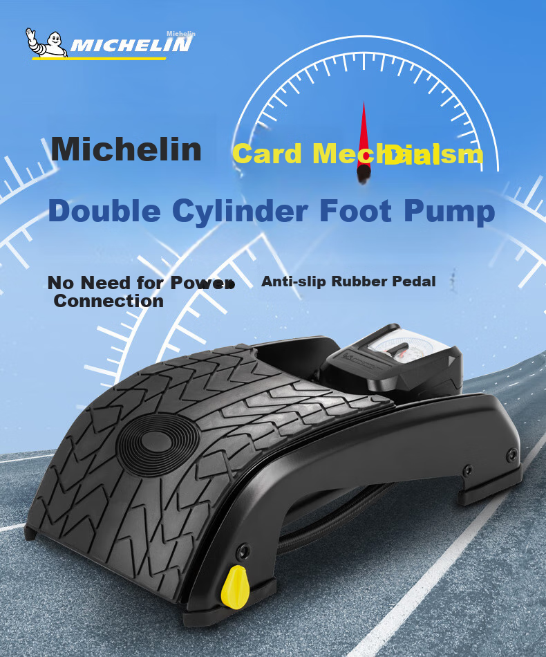 Портативный двухцилиндровый ножной насос Michelin 12206 для накачки шин автомобилей и мотоциклов, беспроводной