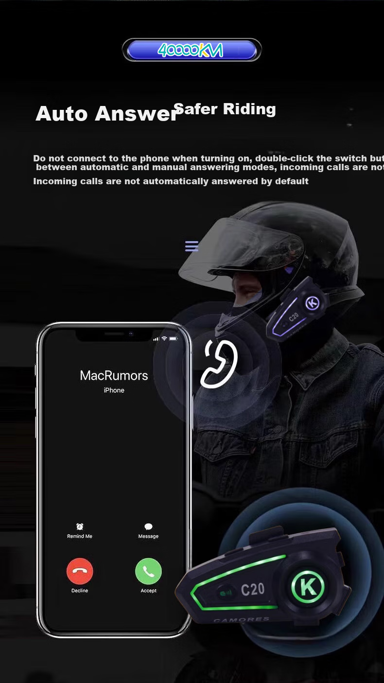 Шлем Bluetooth для мотоциклистов Siwangongli, водонепроницаемый, для электровелосипедов, полнолицевых и полулицевых шлемов, для курьеров, с голосовым интеркомом