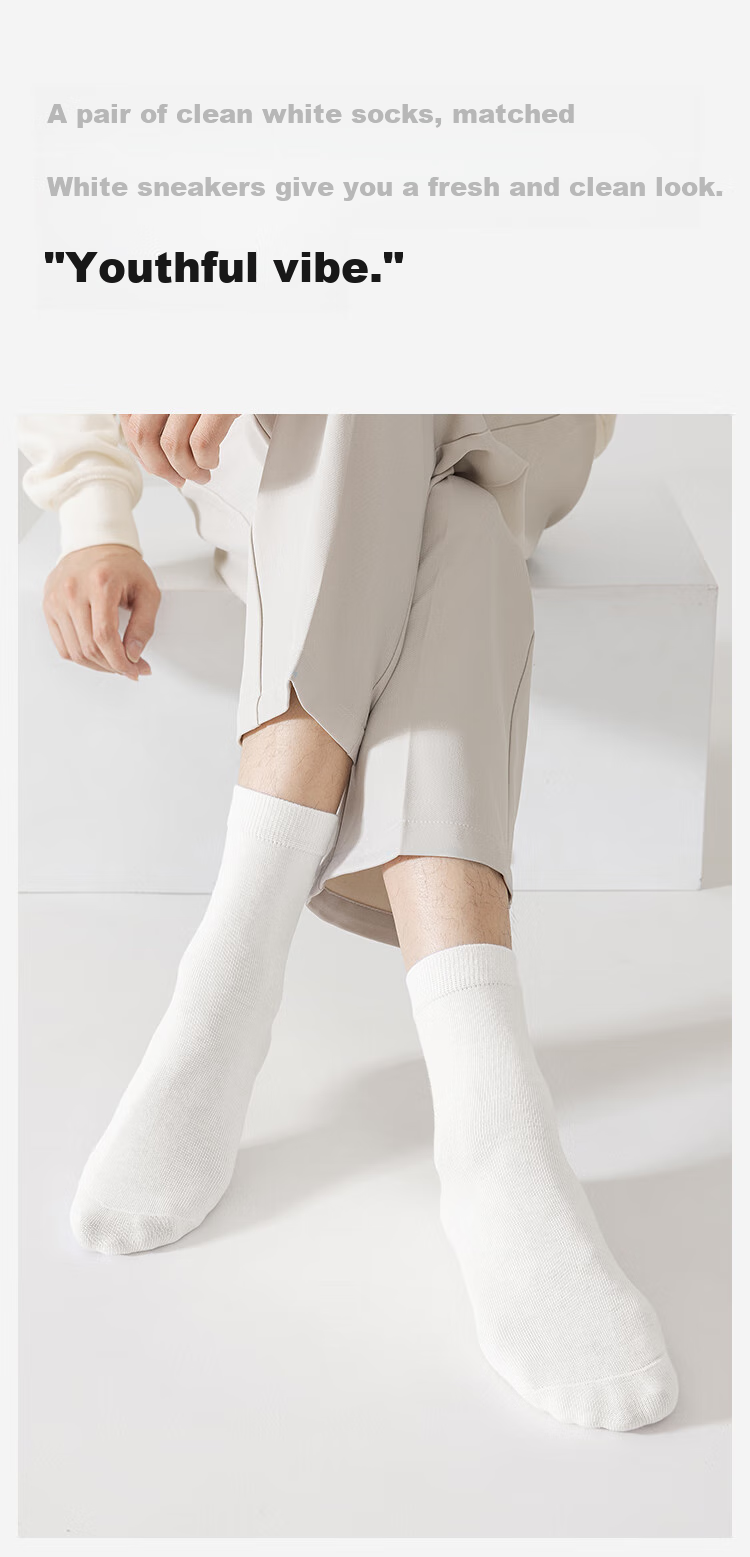 Мужские носки JOAE Pure Cotton Odor-Resistant, 7A Antibacterial, средней длины, для осени и зимы, подарок на День Святого Валентина, повседневные бизнес-носки, впитывающие пот, 6 пар