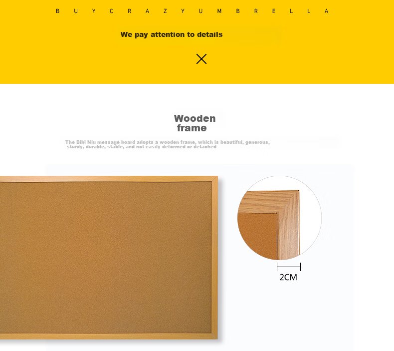 Меловая доска Bibiniu Cork Board Hanging 60*90см, декоративная, для прикалывания, с деревянной рамой, фотостена, доска для заметок, домашняя доска объявлений BBNH6090W