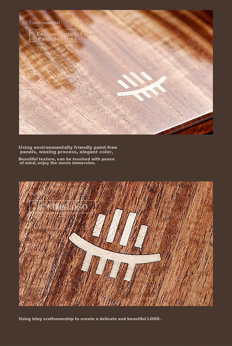 Калимба (Thumb Piano) Hluru, 17-клавишная, с нижним отверстием, из цельного массива дерева, материал - орех