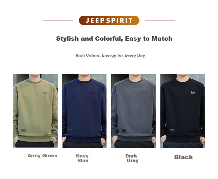 Мужская толстовка JEEP SPIRIT, осень-зима, лонгслив, свободный корейский стиль, трендовая куртка, темно-зеленый, 2XL