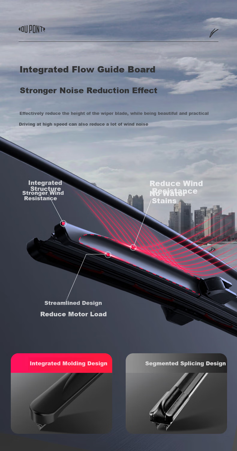 Комплект щеток стеклоочистителя DU PONT для Honda Inspire (2018-2023) / Vezel (2015-2022) / Crider, бескаркасные, 2 шт.