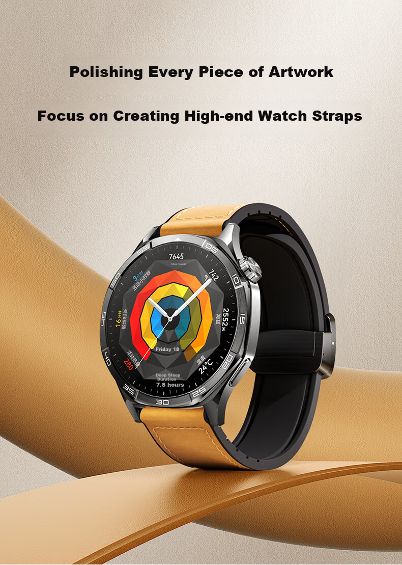 Кожаный ремешок CangHua для Huawei Watch GT6/6PRO/GT5/GT4/GT3/Watch5/4pro/Watch3, с магнитной застежкой "Безумная лошадь"