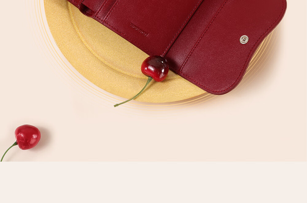 Кошелек Toutou Cherry из натуральной кожи, короткий кардхолдер, красный, подарок на Новый год, День Святого Валентина