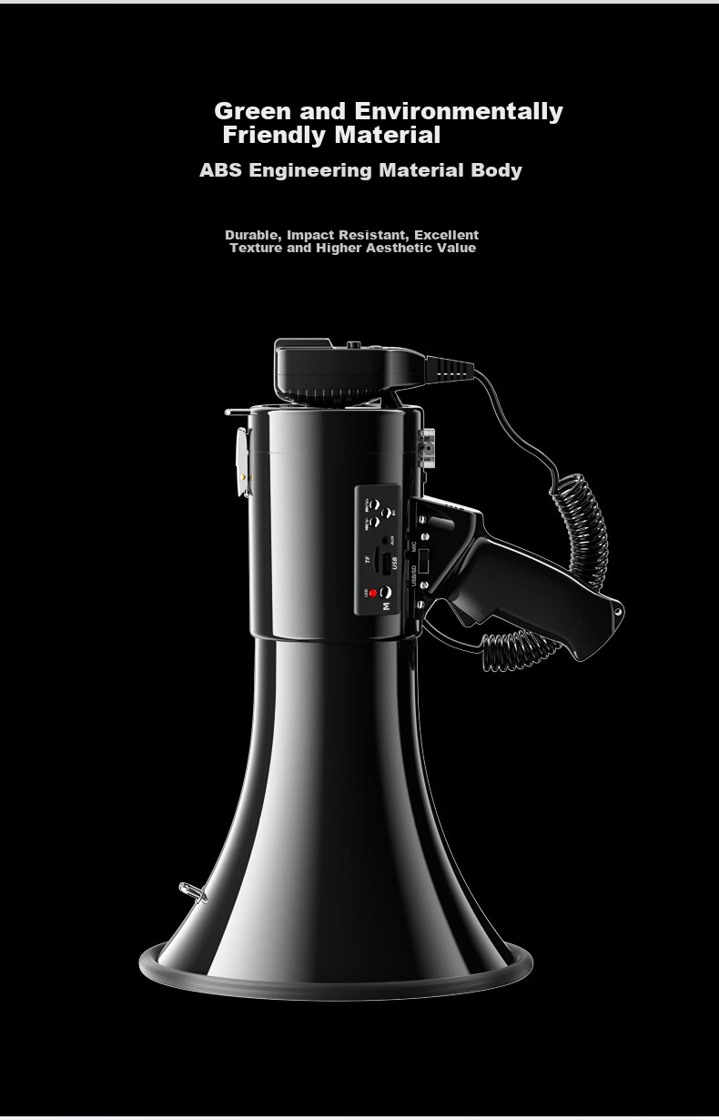 Портативный мегафон Aiguozhe A68 Premium Edition (черный) с функцией записи, усилитель звука для уличной торговли и промоакций, компактная акустическая система громкой связи.