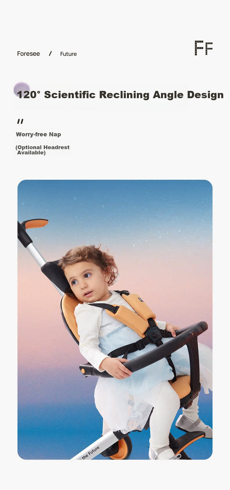 Детский электромобиль FF Baby Stroller с регулируемым сиденьем, легкая складная коляска для младенцев и детей младшего возраста, дизайн с высоким ландшафтом и амортизацией