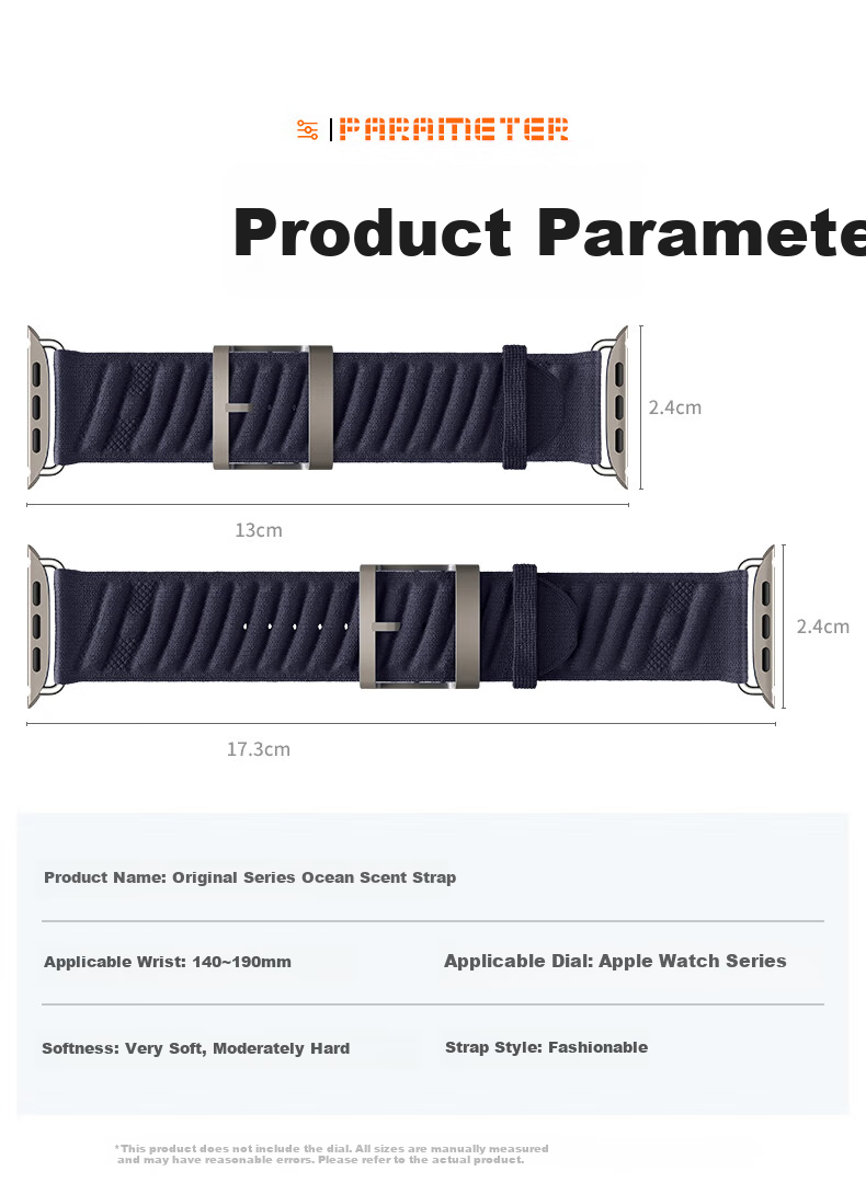 Ремешок BHO для Apple Watch Series 10/SE/Ultra3, Hermès Style En Mer, плетеный, синий, нейлон, 44/45/46/49MM