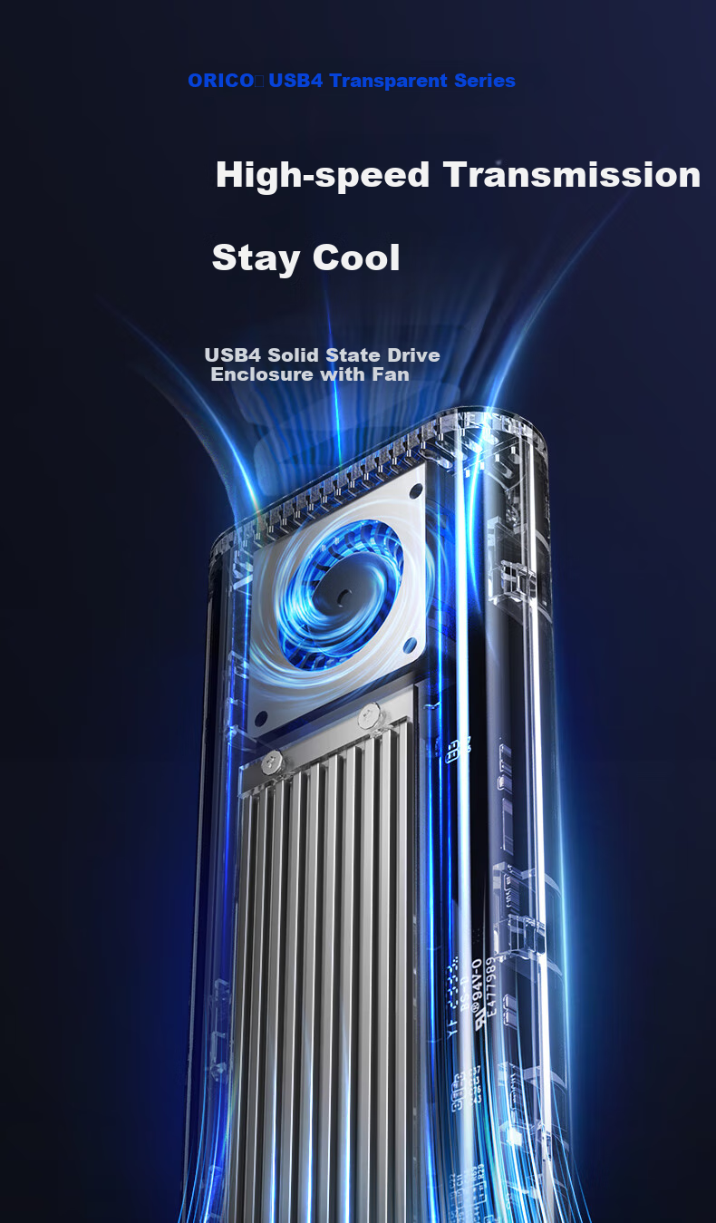 ORICO USB4 внешний корпус для SSD M.2 NVMe 40 Гбит/с, совместимый с Thunderbolt 4/3, алюминиевый сплав, серебристый
