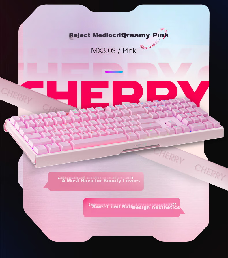 Механическая клавиатура CHERRY MX3.0S, игровая, офисная, проводная, 108 клавиш, алюминиевый корпус, белая