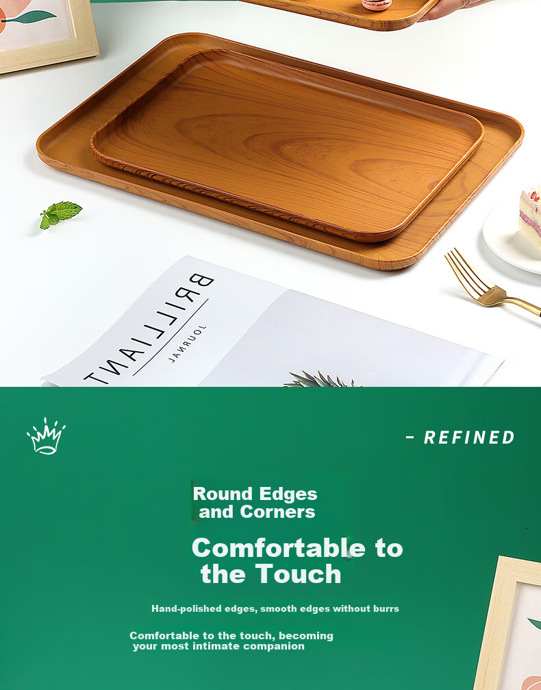 Поднос BJ, японский стиль, для гостиной, для напитков, фруктовая тарелка, имитация дерева, экстра-большой размер