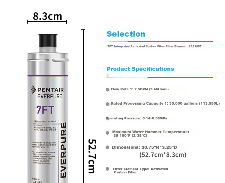 Фильтр для воды Everpure CDRN2-7FT, коммерческий, 9.46 л/мин, 24 тонны, без электричества и сточных вод, для кухни и ресторана