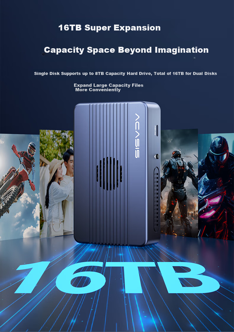 Внешний корпус Acasis TBU405ProMAX для 2x NVMe M.2 SSD, 40 Гбит/с, Thunderbolt 3/4, USB4, алюминиевый сплав, RAID