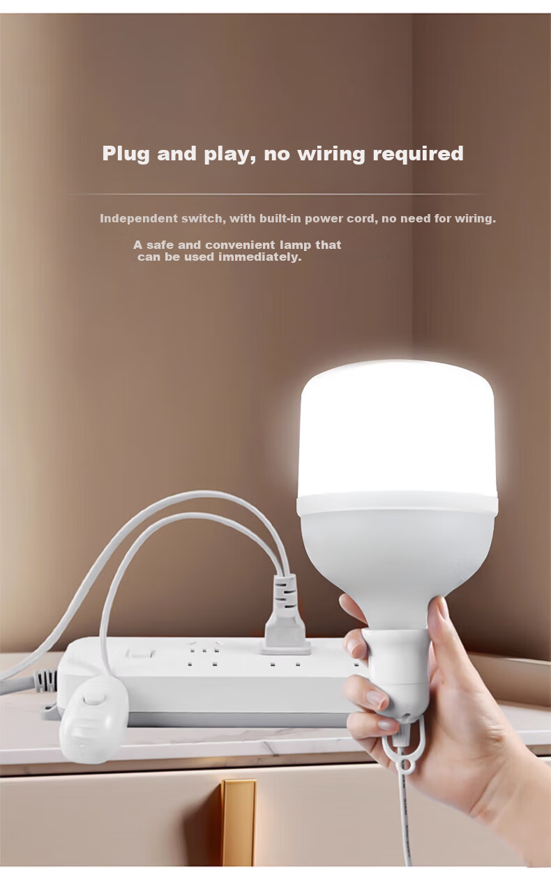 LED Лампа "Huanse" E27, 40 Вт, 7000K, с кабелем 2 метра и выключателем, подвесная, белый свет