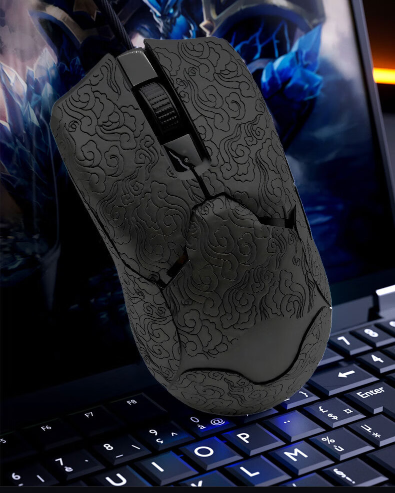 JPLAYER Наклейки против скольжения для мыши Viper V2 Pro, впитывающие пот, матовые, с полным покрытием, белый узор «Ауспициозное облако»