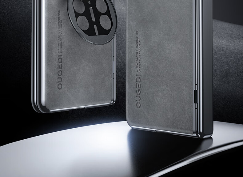Чехол-книжка Ougedi для Huawei Mate X5, из натуральной кожи, с защитой камеры, противоударный, бизнес-стиль, светло-серый