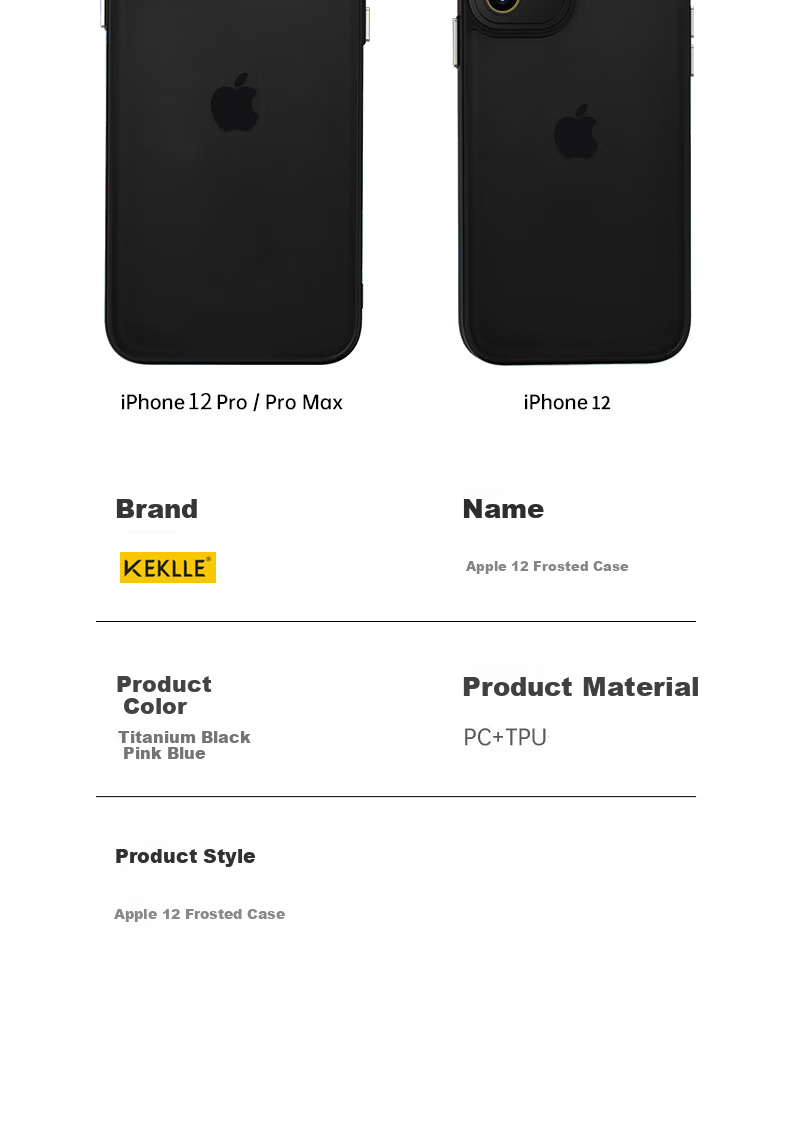 KEKLLE Чехол для iPhone 12, полупрозрачный матовый, розовый