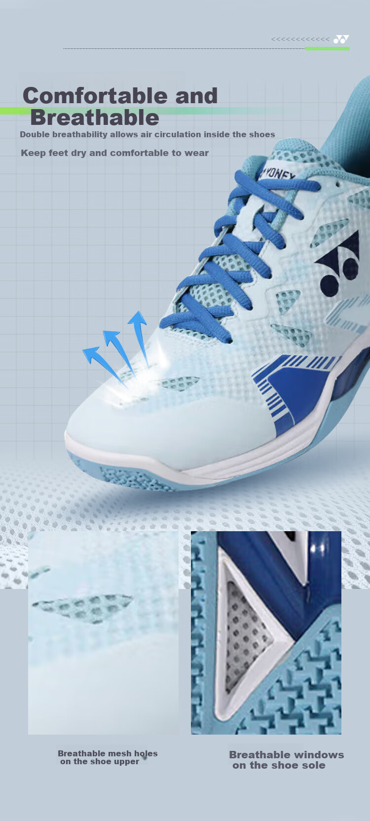 Кроссовки для бадминтона YONEX SHBELZ3MEX, мужские, белые с золотым, размер 43