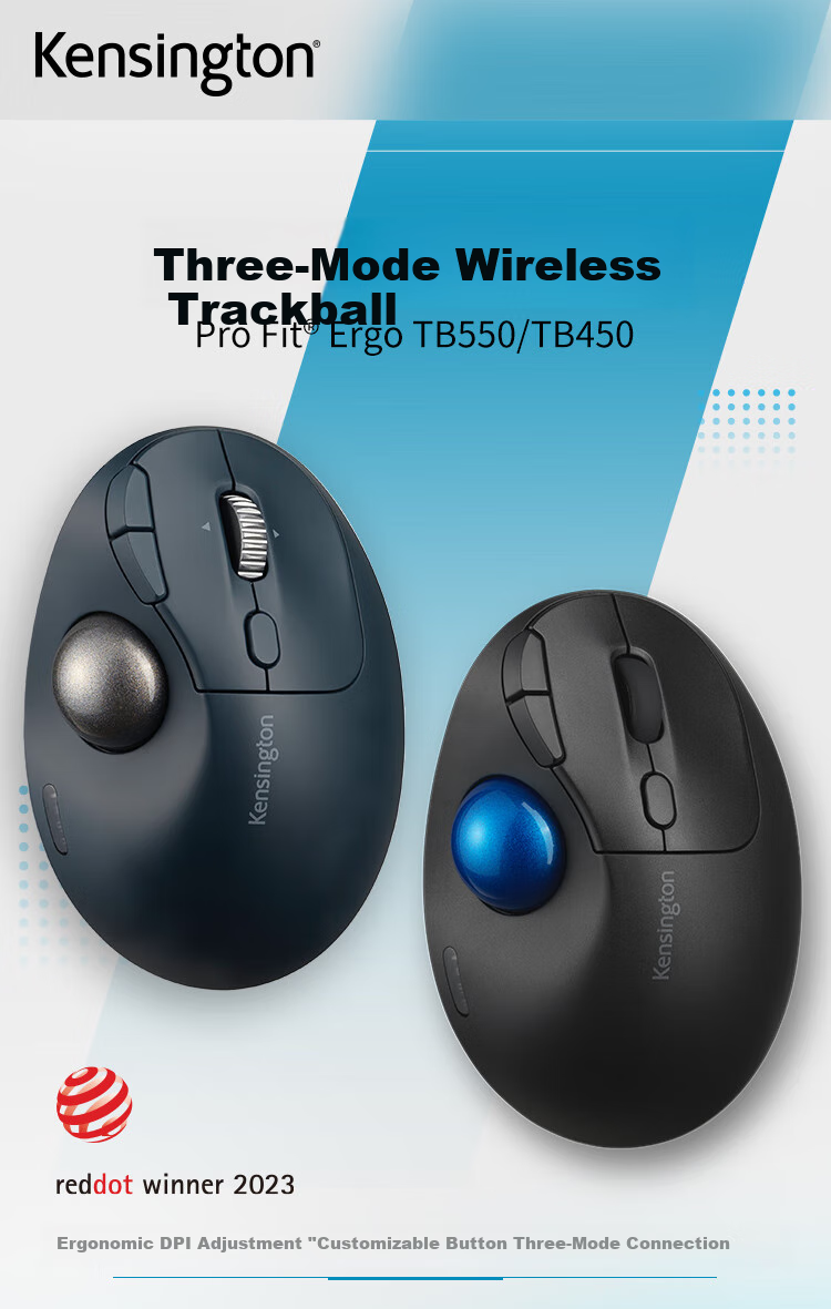 Вертикальный трекбол Kensington Pro Fit TB450, эргономичная Bluetooth мышь с двойным режимом для домашнего офиса, дизайнеров, САПР, графического дизайна, K72194