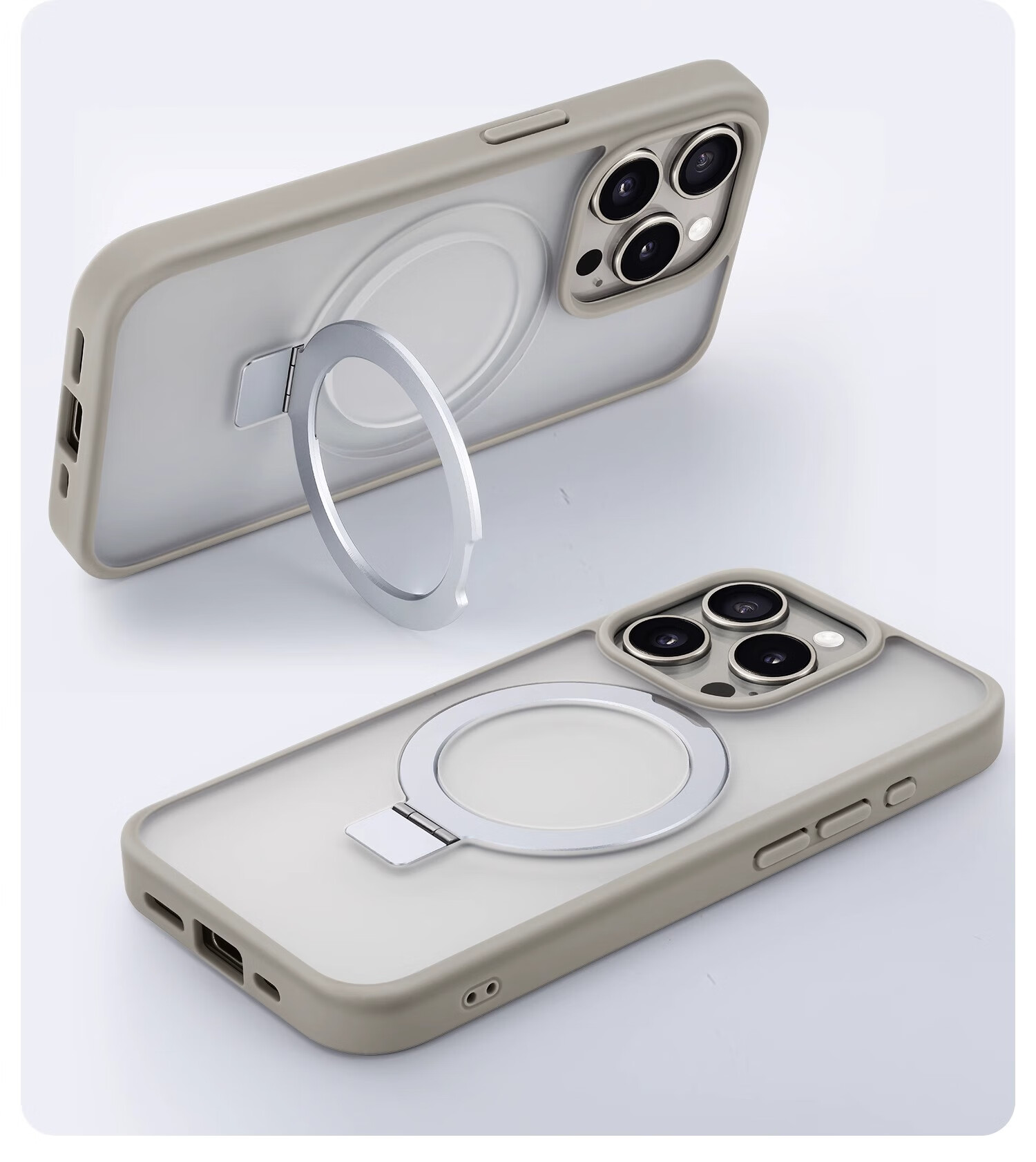 Чехол-накладка ZHIWEISHI с магнитной подставкой для Apple iPhone 15 Pro, MagSafe, ультратонкий, матовый, графитовый черный