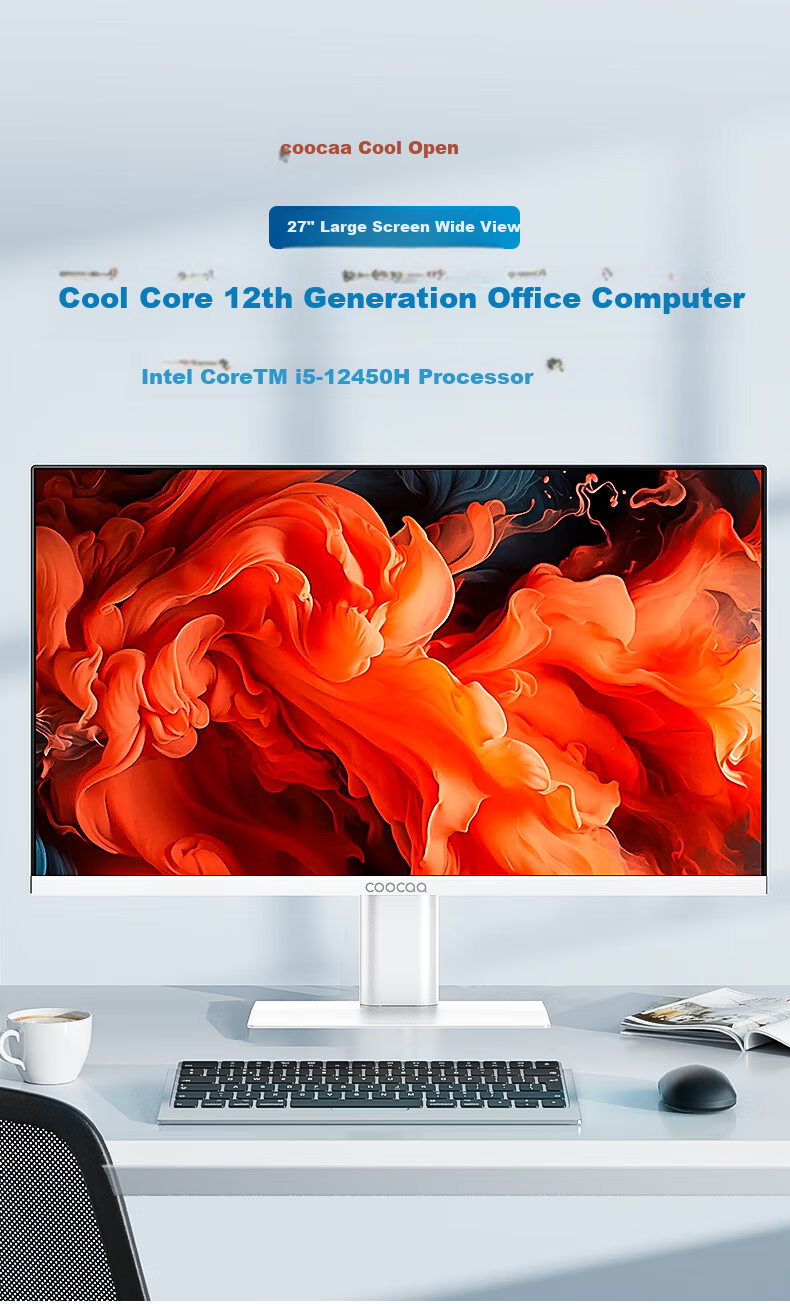 Моноблок Coocaa Skyworth 27 дюймов, 12-е поколение Intel Core i5-12450H, 16 ГБ ОЗУ, 512 ГБ SSD, Windows 10, белый
