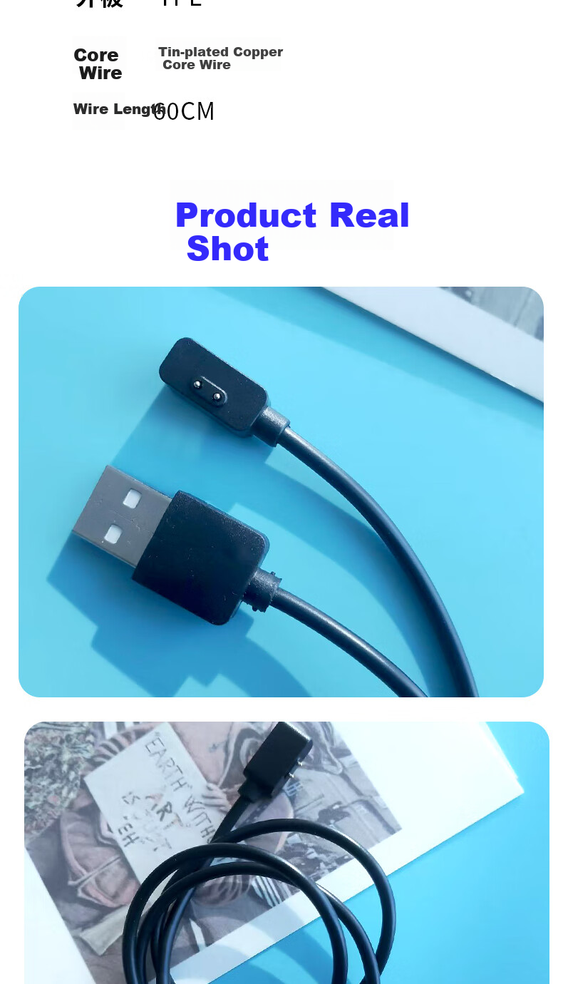 Кабель Masentek для зарядки Xiaomi Band 7 Pro, Redmi Watch 2/3 Lite, магнитный, черный, 60 см