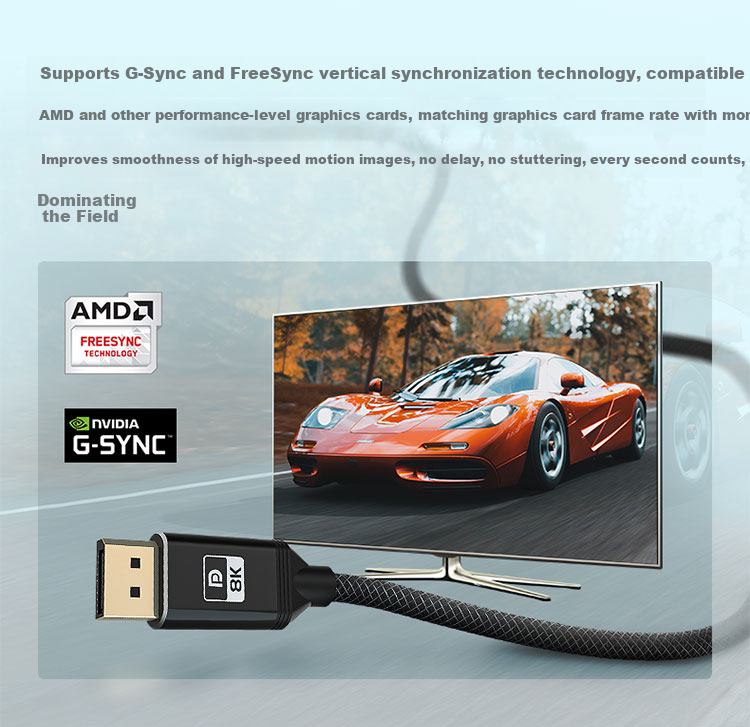 Кабель FIBBR Gaming-Grade DP 1.4, 2 метра, 2K 165Hz / 4K 144Hz, для подключения видеокарты к монитору