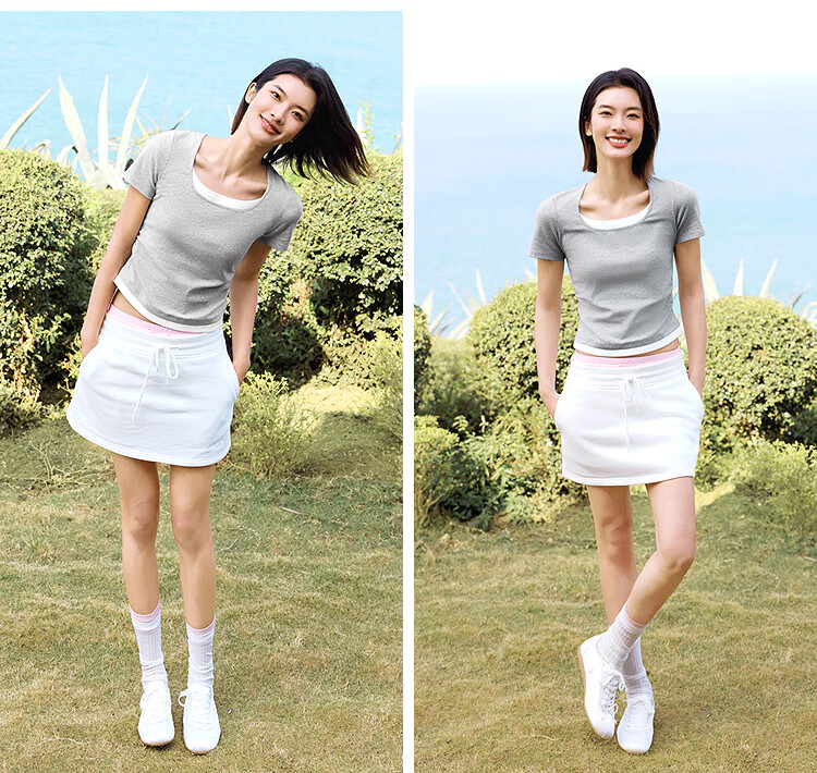 Женская футболка Semir с коротким рукавом, укороченная, универсальная, летняя, 2025, с U-образным вырезом, арт. 109325100015
