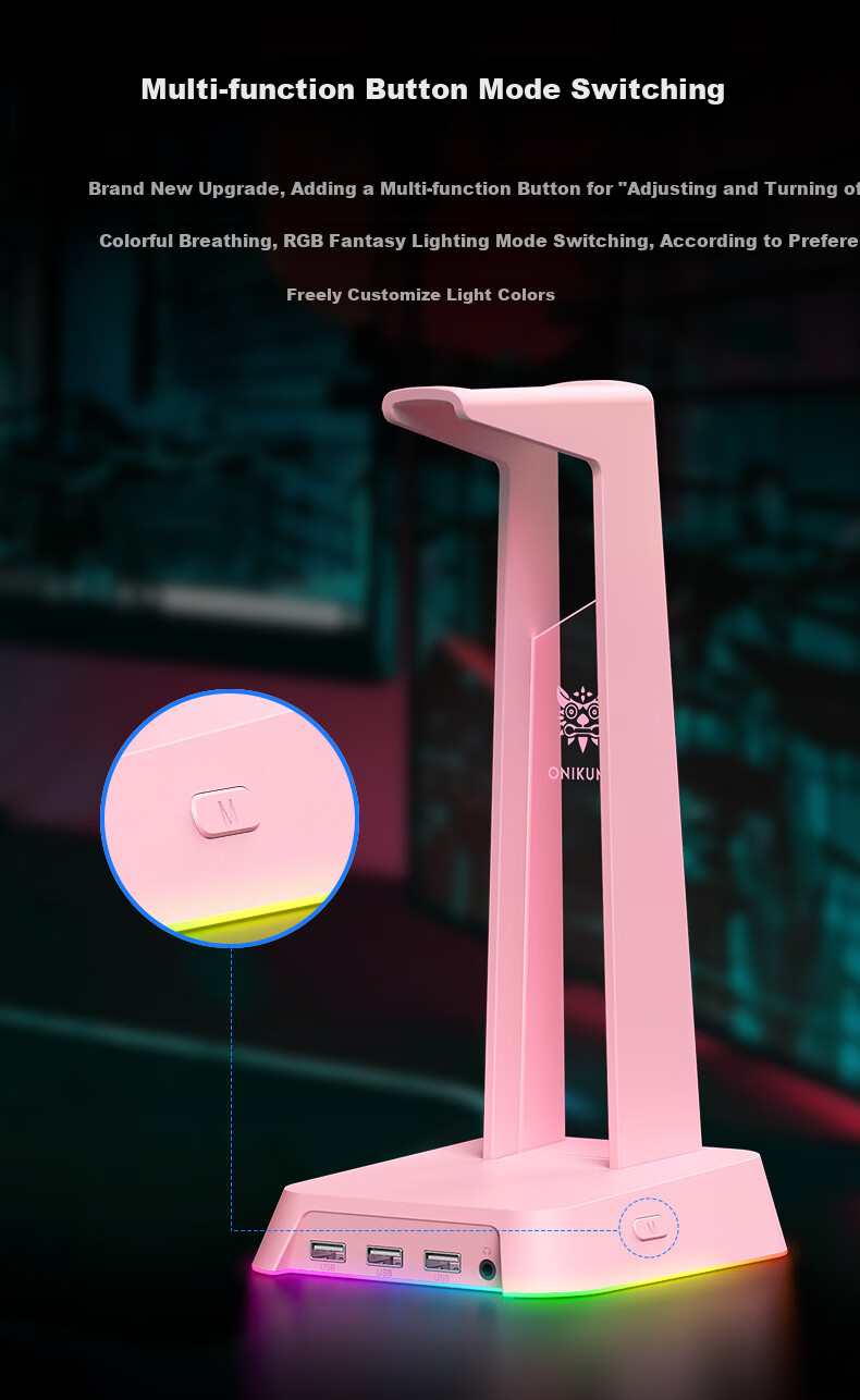 Подставка для наушников ONIKUMA ST-2 White RGB с USB-хабом