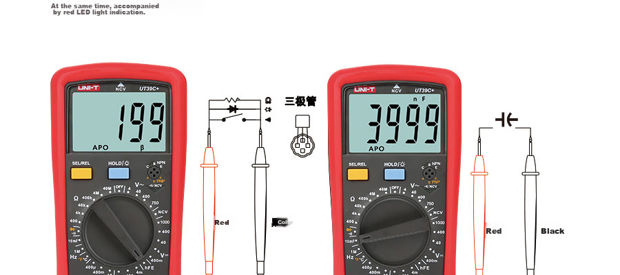 Цифровой мультиметр UNI-T UT39A+, ручной диапазон, многофункциональный бытовой прибор, измерение сопротивления, емкости, напряжения, силы тока