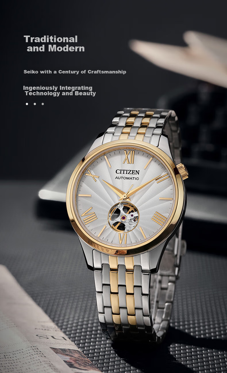 Мужские часы CITIZEN NH9130-17A, механические с автоподзаводом, кожаный ремешок, винтажный дизайн