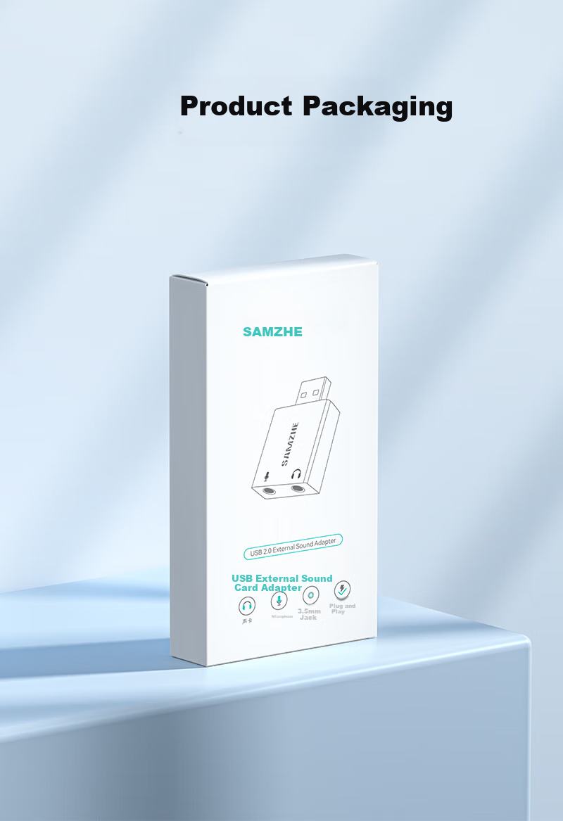 Внешняя звуковая карта SAMZHE USB на 3.5 мм, аудиоинтерфейс, конвертер для наушников и микрофона, без драйверов, для ПК, ноутбуков, PS4/5