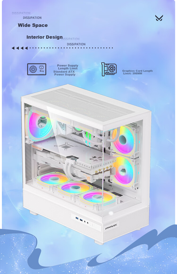 Корпус для ПК FPMAX Time Crystal Z8 Seaside View, ATX, белый