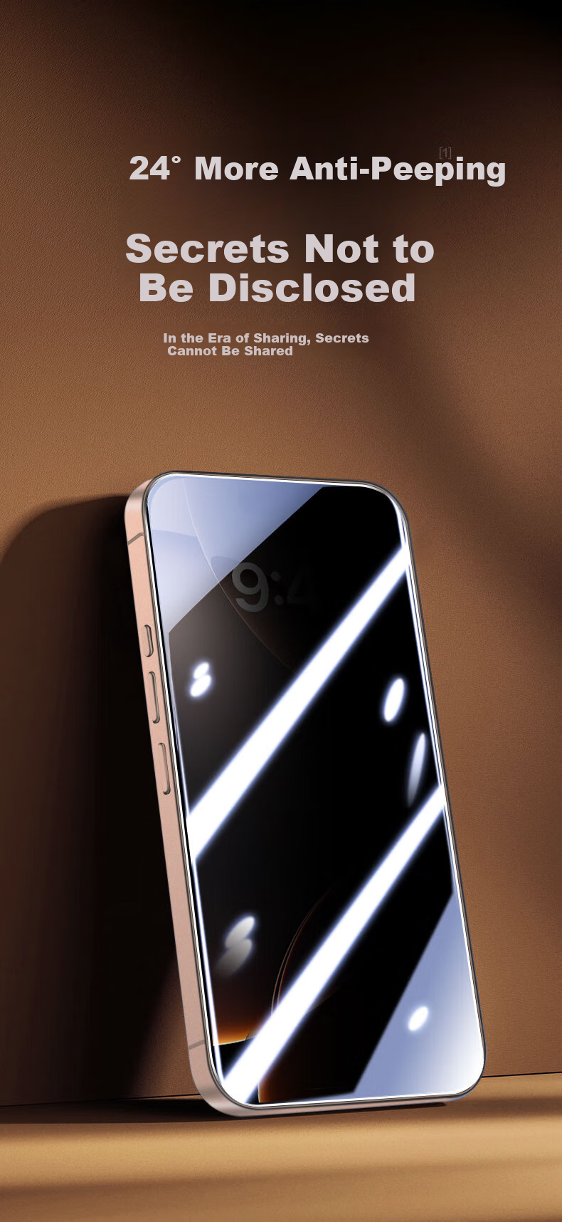 Защитное стекло Smorss для iPhone 16/15, антишпионское, противоударное, полное покрытие