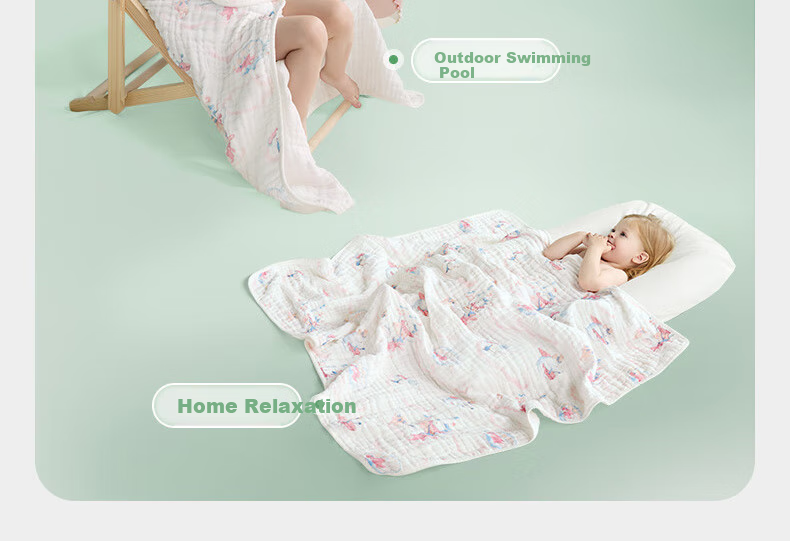Детское бамбуковое хлопковое полотенце-пеленка Babycare, муслиновая ткань, 6 слоев, 95x95 см, дизайн "Кит на дороге"