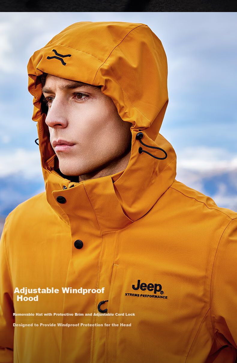 Мужская трехслойная куртка Jeep, ветрозащитная, теплая, с отстегивающейся флисовой подкладкой, водонепроницаемая, для альпинизма