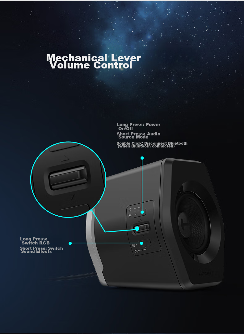 Портативная акустика EDIFIER HECATE G2000, 2.0, Bluetooth 5.1, RGB подсветка, черный