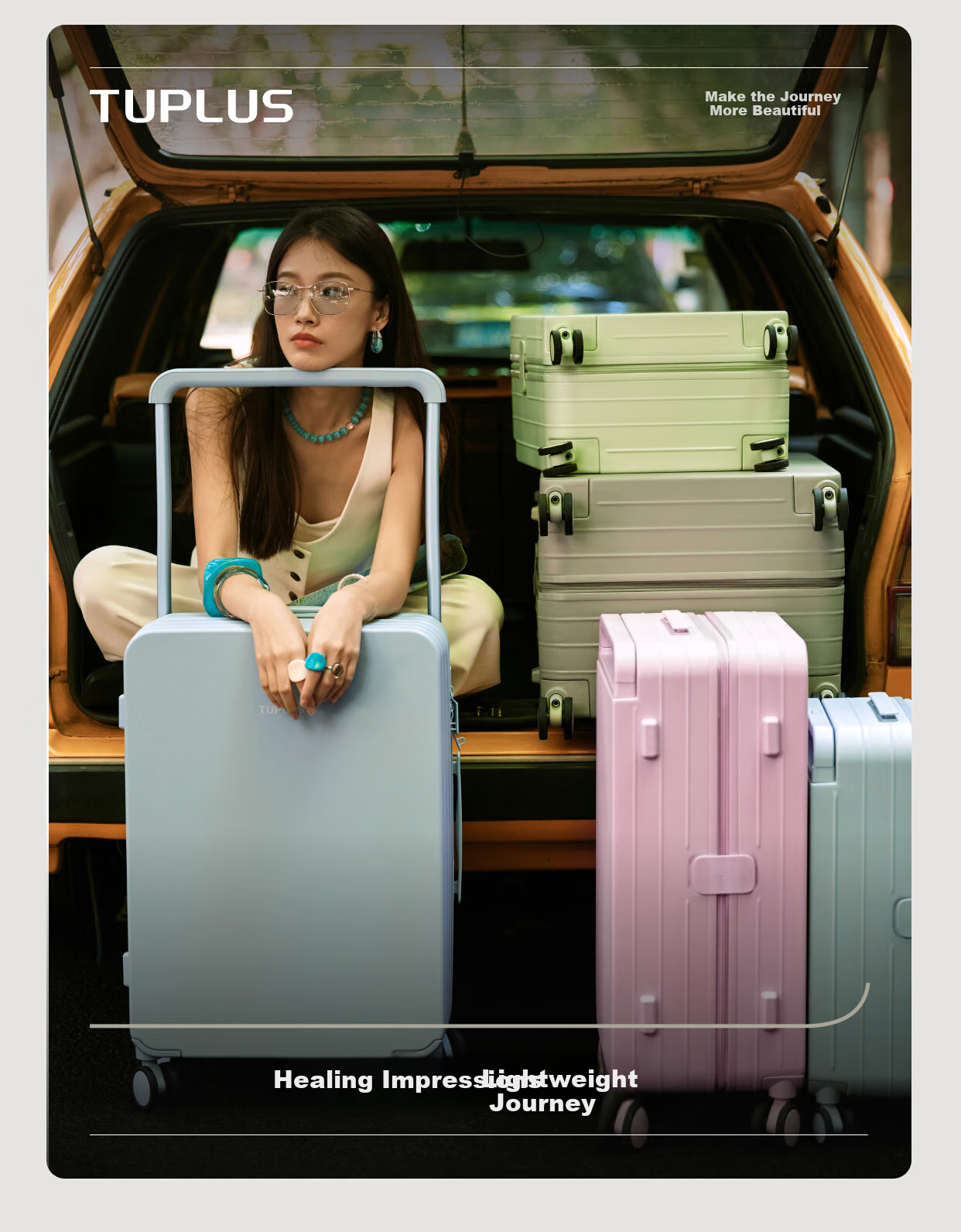 Чемодан TUPLUS Classic Impression Luggage, задняя ручка, большой вместимости, цвет "Водяная лилия", 24 дюйма