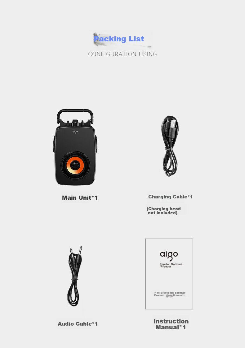 Портативная Bluetooth-колонка Aigo T115 Premium Edition, мощная, уличная, с ручным управлением, малый домашний сабвуфер, плеер
