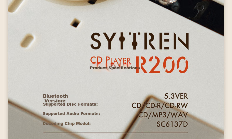 Портативная колонка Syitren R200, CD-плеер с Bluetooth, в винтажном стиле, белый