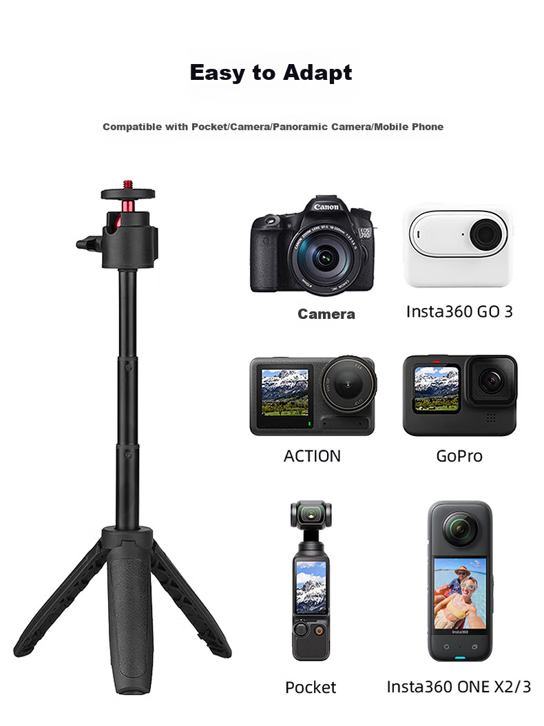Селфи-палка YOUFES, штатив для DJI Osmo Pocket 3, удлинительный стержень для экшн-камеры, стабилизатор, ручной штатив, 31 см