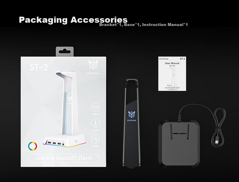 Подставка для наушников ONIKUMA ST-2 White RGB с USB-хабом