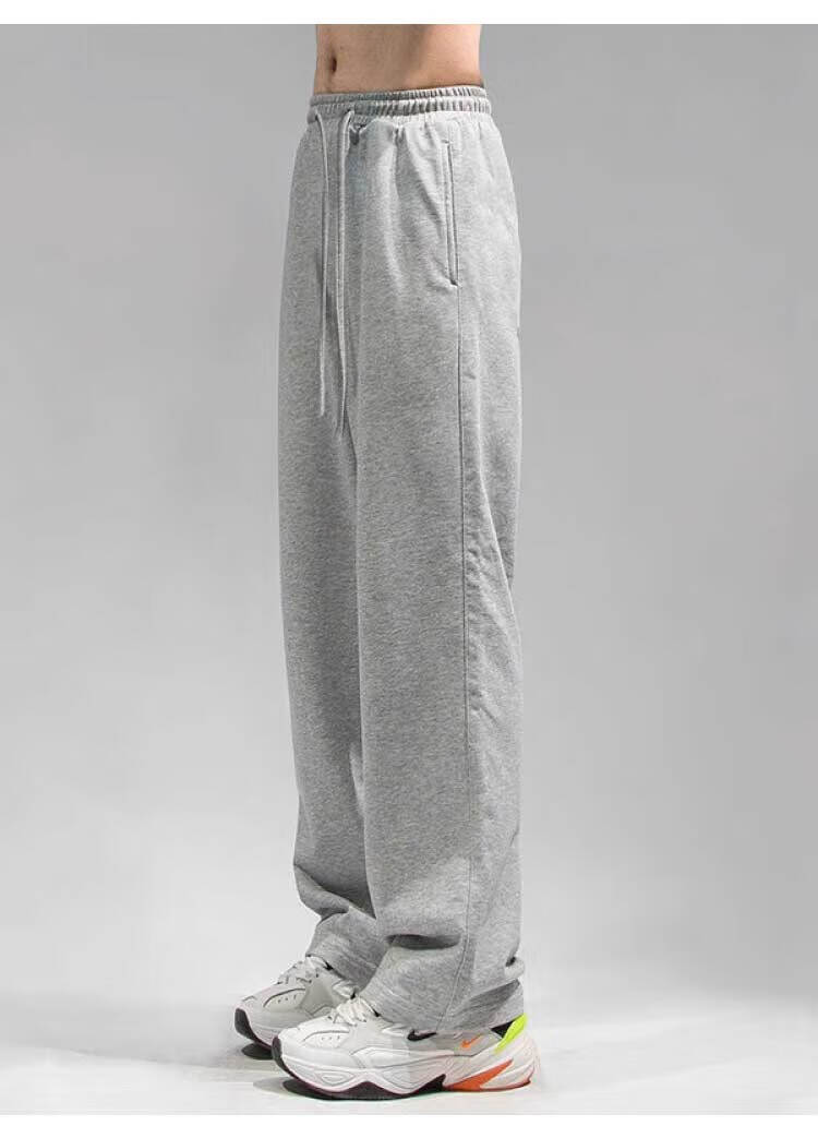 Повседневные брюки Dingfengbaoluo для мужчин, весна, прямые, однотонные, тяжелые, свободные, широкие штаны KS09, серые, 2XL
