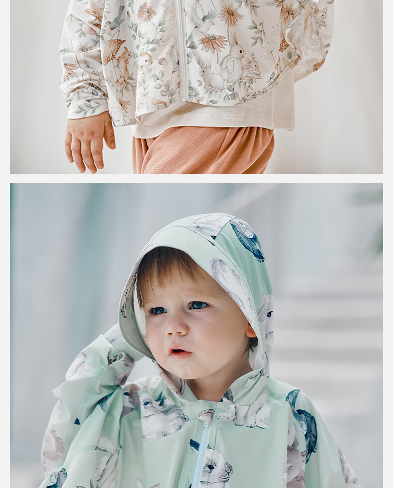 Детская солнцезащитная куртка OAK FAMILY, для девочек, с длинным рукавом, с капюшоном, размер 110, принт "Garden Party II"
