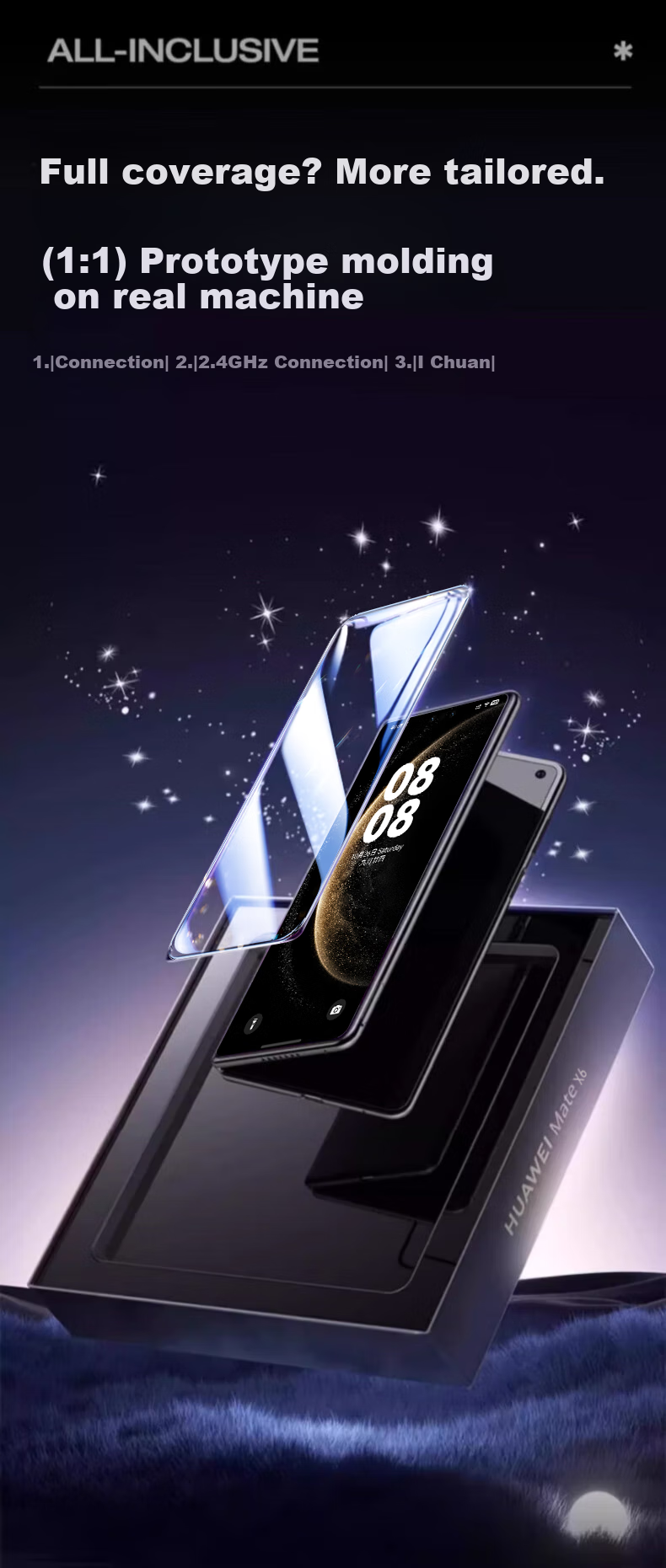 Защитное стекло DIVI для Huawei Mate X6, закаленное, противоударное, антибликовое, HD, защищает от отпечатков пальцев