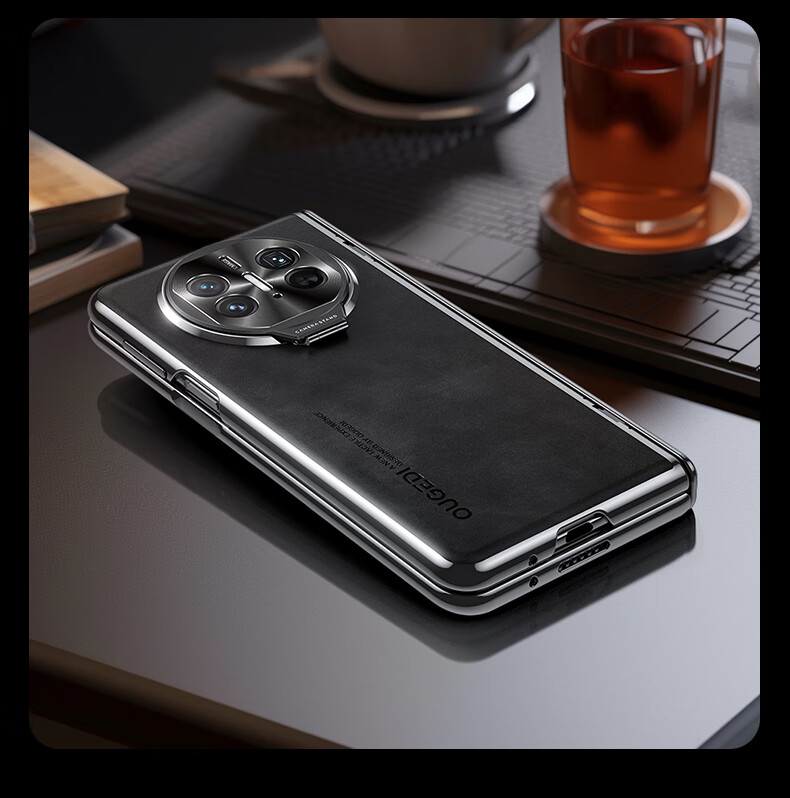 Чехол-книжка Ougedi для Huawei Mate X5, из натуральной кожи, с защитой камеры, противоударный, бизнес-стиль, светло-серый